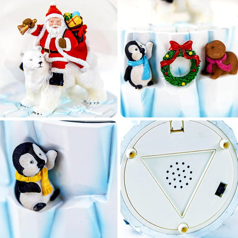 14 Christmas Snow Globes Clearance, Santa's Winter Musical,Hand-Painted Music Box,Colorful Lights, Auto Snowfall