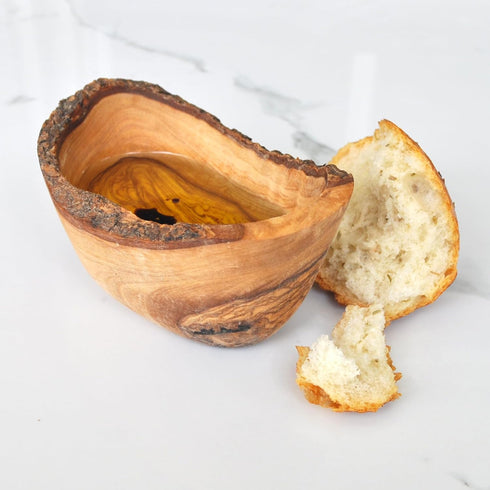 Rustic Olive Wood Dipping Bowl - Handcrafted Snack Bowl for Oils, Condiments, and Tapas