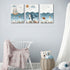 3Pcs 12x16 Inch SUAXTCCR Nautical Nursery Canvas Wall Art Blue Beach Animal Wall Decor Pictures Ocean Kids Room Sea