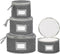 Fine China Storage - Set of 4 Quilted Cases for Dinnerware, Sizes: 12" - 10" - 8" and 7" Wide, Gray