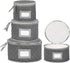 Fine China Storage - Set of 4 Quilted Cases for Dinnerware, Sizes: 12" - 10" - 8" and 7" Wide, Gray