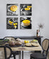 DJSYLIFE Kitchen Wall Decor, Black and White Yellow Canvas Print for Cafe Dining Room Decoration