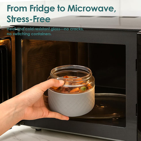 24 oz Glass Lunch Bowl Container with Lid | Leak & Spill Proof, BPA-Free, Microwave & Dishwasher Safe, Airtight Meal