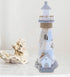 CoTa Global Moonlight Wooden Lighthouse Decor - Handcrafted Nautical Light House with Fish Net and Ocean Shells, 11.5