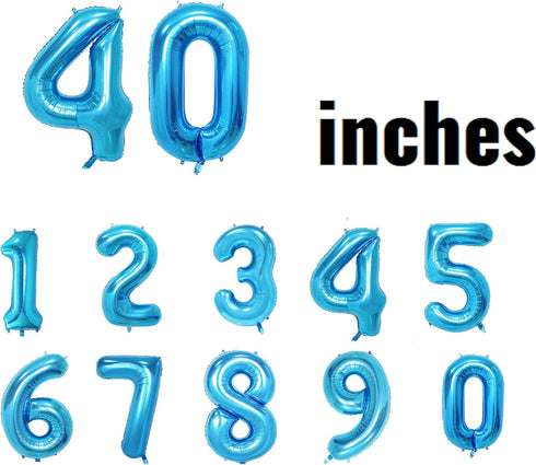 40 Inch Birthday Helium Foil Digital Balloons, Glossy Blue Number 0-9 (5)