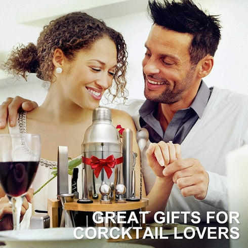 Set, 24oz/750ml Set (25oz-17pcs) Stainless Steel Cocktail Shaker Bartender Kit Includes Strainer and Stir Stick