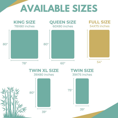 54x75 100% 18" Full/Double Size Premium Bamboo Waterproof Mattress Protector Viscose from Bamboo, Hypoallergenic