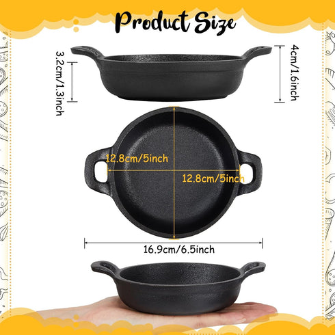 Cast Iron Skillet 5 x 5 x 1.2'' Mini Cast Iron Round Pans Small Cast Iron Ramekin Black Casserole Dish Cast Iron Cookware Oven Safe Mini Skillets for Home Indoor Picnic Kitchen(1 Pcs) by Ziliny