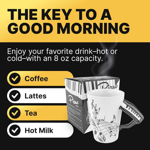 Fairly Odd Novelties Ceramic Black & White Piano Coffee Mug, One Size, White