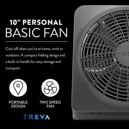 O2COOL Treva 10-Inch Portable Desktop Air Circulation Fan, 2 Speed, Compact Folding & Tilt Design, Graphite