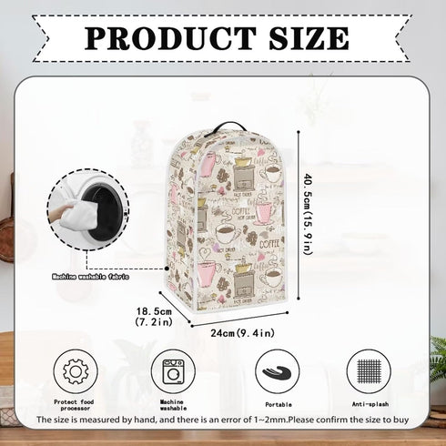 Talayituse Coffee Print Blender Dust Cover with Handle, Anti Fingerprint Dust Proof Cover for Stand Mixer or Coffee