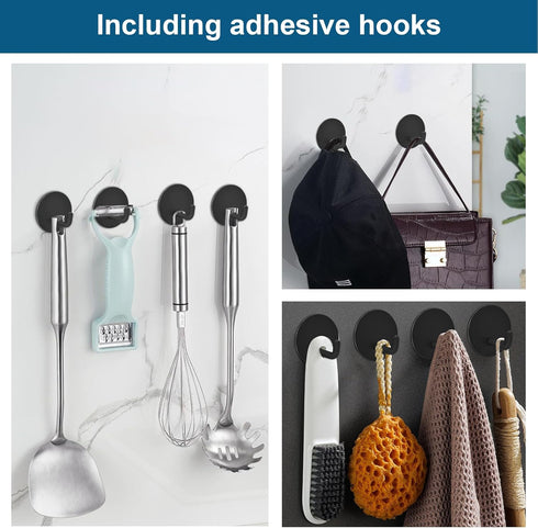 304 (2+2 Pack) Diesisa Razor Holder Stainless Steel for Shower + Adhesive Sticky Heavy Duty Waterproof Wall Hooks