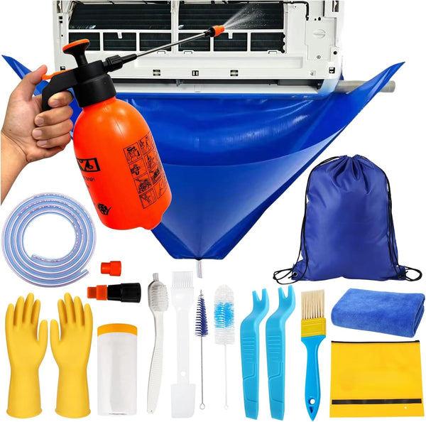 Oiktylr 18pcs Mini Split Cleaning Kit Bag, Waterproof AC Cleaning Cover with