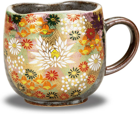 Kutani Porcelain Yaki(ware) Coffee Mug with Gold Flower (Standard version)