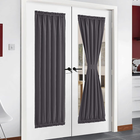 NICETOWN Grey French Door Curtains - Thermal Insulated Blackout Panel for Privacy, W54 x L72-Inch