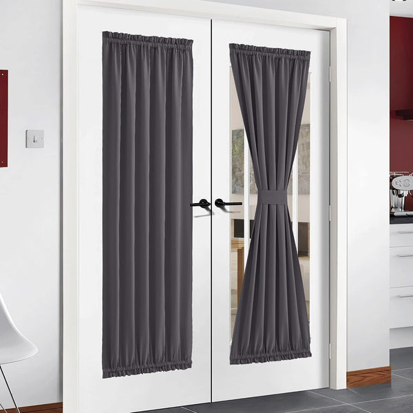 NICETOWN Grey French Door Curtains - Thermal Insulated Blackout Panel for Privacy, W54 x L72-Inch