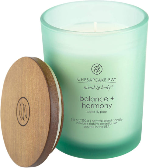 Chesapeake Bay Balance + Harmony Scented Candle - Water Lily Pear Fragrance, 50 Hours Burn Time
