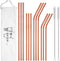 Hiware 12-Pack Rose Gold Metal Straws, Reusable with Case, Stainless Steel Drinking Straws for Tumblers