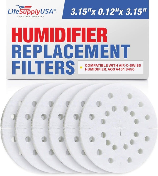 LifeSupplyUSA Humidifier Filter Replacement Anti-Mineral Pad Compatible with Air-O-Swiss Humidifier (6-Pack)