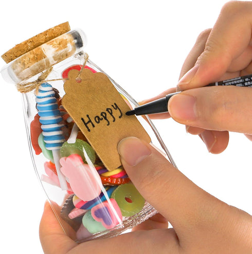 30 Pack 4 OZ Set yarlung Glass Favor Jars with Cork Lids, Clear Small Candy Jars Square Decorative Bottles