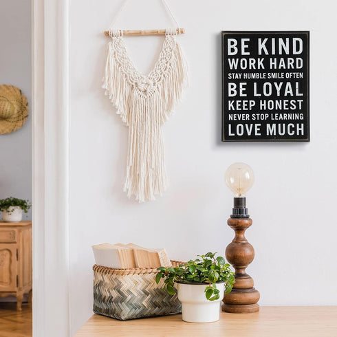 Be Kind Wooden Box Signs - Inspirational Desk Decor with Positive Quotes for Office