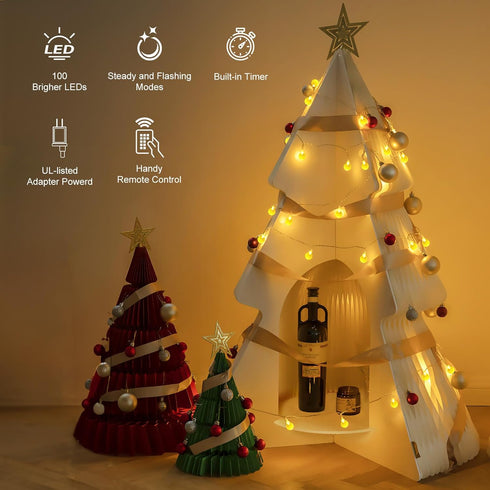 33 100 8 Minetom Globe String Lights - Plug in ft LED Crystal Globe Fairy Lights with Lighting Modes and Remote