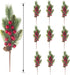 Grunyia 10 Pcs Artificial Pine Cone Picks and Red Berry Mini Artificial Pine Tree for Christmas Party Flower Wreaths