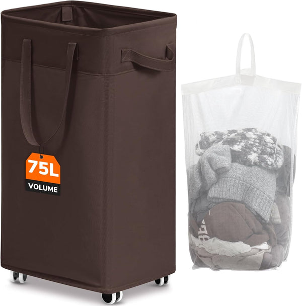 CHICVITA Rolling Laundry Hamper with Wheels, 75L Clothes Hampers for Laundry and