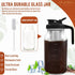 Glass Cold Brew Coffee Maker, 64 oz Mason Jar Iced Coffee Pitcher, Durable Glass, Stainless Steel Filter