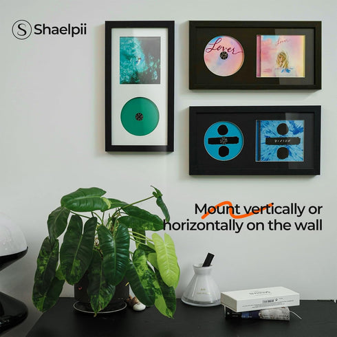 SHAELPII Album CD Display Frame with Real Glass, Signed Music Disc Wooden Case for Tabletop&Wall mount,Autograph