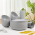LIYH 36pcs Grey Wheat Straw Dinnerware Set - Reusable Plastic Plates and Bowls, Dishwasher Safe