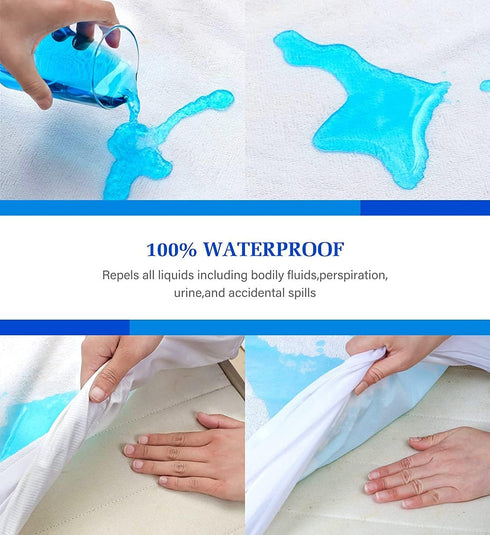 King Mattress Protector, Waterproof Mattress Pad Cover, Soft Breathable Cotton Terry for Pets Kids Adults