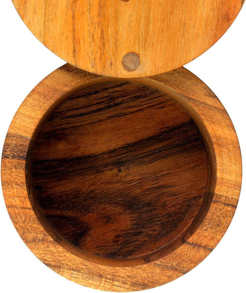 Kaizen Casa Acacia Wood Salt or Spice Box with Swivel Cover, Perfect for Keeping Seasonings Close at Hand