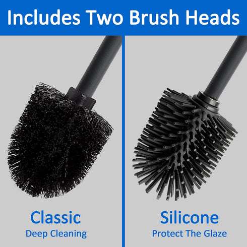 Leadfun Toilet Bowl Brush and Holder, Toilet Brush with Bamboo Handle and Covered Holder, Dual Brush Options, Weighted