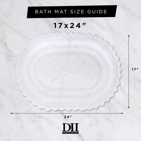DII Crochet Collection Reversible Bath Mat, Small Oval, 17x24, Mauve
