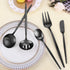 LAZAHOME 5-Piece Matte Black Serving Utensils Set, Stainless Steel Flatware for Dinner Parties, Dishwasher Safe