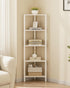 5-Tier BS05BW005 TUTOTAK Corner Shelf, Corner Bookshelf for Small Space, Narrow Display Corner Shelf Stand with Storage