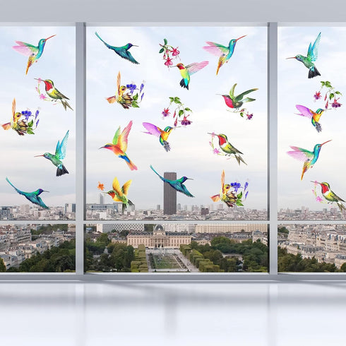 20 Pieces Large Hummingbird Window Decals, Anti-Collision Clings to Prevent Bird Strikes on Glass, Non-Adhesive Vinyl