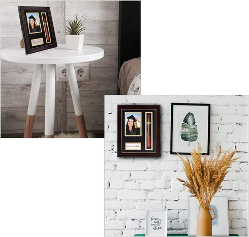 GraduatePro Graduation Picture Frame with Tassel Holder, Shadow Box Graduation Decoration Gift, Mahogany 4x6 Photo Frame