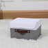 ANMINY Storage Boxes with Lids, Washable Decorative Bins with PU Leather Handle, Gray White, Small