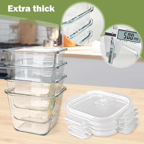 32 oz, 4 4 Pack Soup Containers with Lids Glass Cup Borosilicate Glass Food Storage Containers, Microwave & Freezer