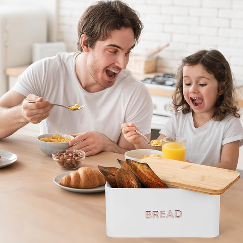 BLUBYEES Bamboo Bread Slicer for Homemade Bread with Crumb Tray & Storage Box Adjustable Slicing Guide for Sourdough