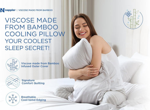 Set 2 Nappler Cooling Pillow for hot Sleepers - Bed Pillows Queen Size Premium of - Adjustable Shredded Memory Foam