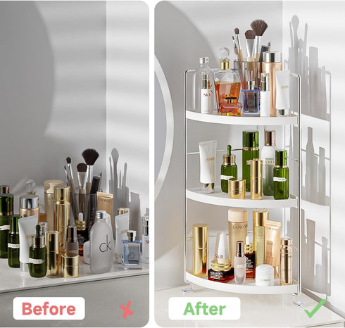3-Tier Countertop Corner Spice Rack Kitchen Bathroom Organizer Vanity Tray Cosmetic Makeup Storage Standing Shelf