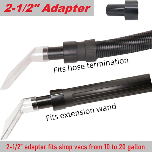 Universal Work with All Shop Vacs, 2-1/2" & 1-7/8" & 1-1/4" Adapters for Upholstery & Carpet Cleaning