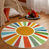 4 STARUIA Small Round Rug Ft Washable Round Rug for Kids Room, Colorful Sun Circle Rug for Playroom, Non-Slip Circular