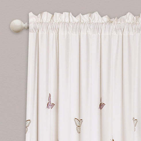 Set 84 52, Lush Decor Flutter Butterfly Curtains | Ruffle Print Design Window Panel for Living, Dining, Bedroom (Pair)