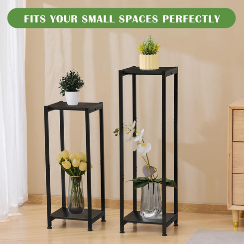 Indoor,31 Inch Stands,2 Dipion Tall Plant Stand Plant Tier Metal Plant Stand with Heavy Duty Wood,Black