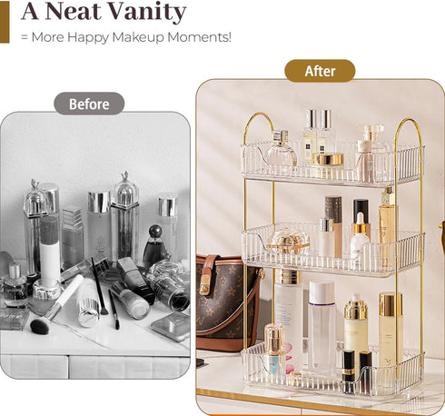 Counter 3 Countertop Aveniee Bathroom Organizer, Tier Perfume Skin Care Storage Shelf, Vanity Makeup Tray for Cosmetic