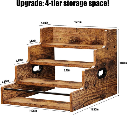 4 Countertop KLM Liquor Bottle Display Shelf, Coffee Syrup Rack Organizer, Step Liquor Wine Rack, mini bar,liquor